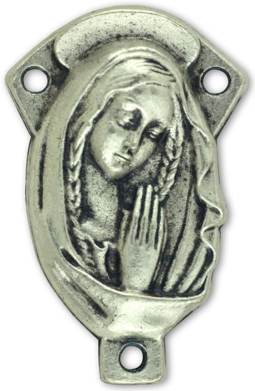 Our Lady of Sorrows Silhouette Rosary Center - 1 1/4" Silver Oxidized, Made in Italy * (Minimum quantity purchase is 2)