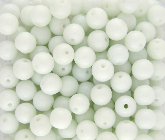  White Glass Beads - 8 mm Round - Pack of 60 *   (Minimum quantity purchase is 3)