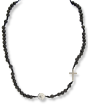  Black Lava Stone Necklace with Miraculous Medal and Cross with Case - 20"   