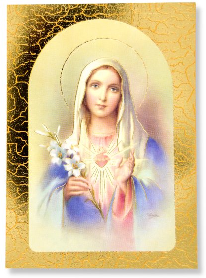  Immaculate Heart of Mary Card Stock Picture with Gold Accents - 3.5 x 2.5"  (Minimum quantity purchase is 1)