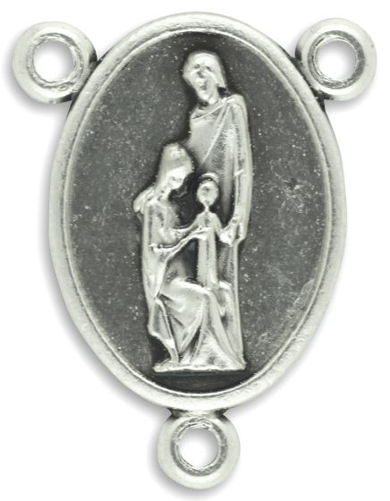 Holy Family Rosary Center (Holy Spirit Dove) – 3/4" Oval Silver Oxidized, Made in Italy * (Minimum quantity purchase is 3)