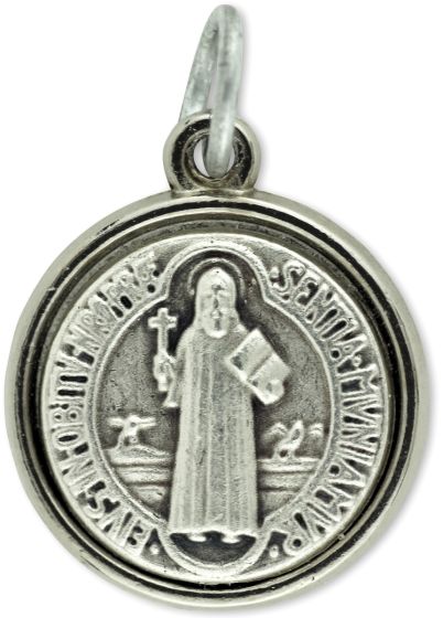   Round Silver St. Benedict Medal  - 3/4 Inch   (Minimum quantity purchase is 4)