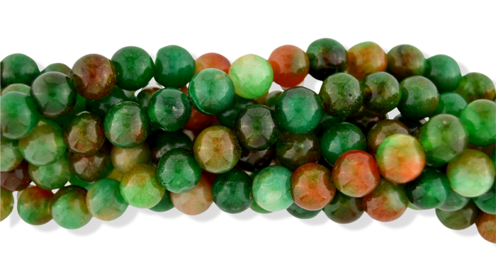 Dyed Jade Beads in Green, Brown and Orange, 8mm - Pkg 60    (Minimum quantity purchase is 1)