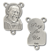 St. Padre Pio Rosary Centerpiece - Silver Ox, 1" (Minimum quantity purchase is 2)