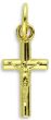 Small Round Bar Crucifix - 3/4" Gold Plated, Made in Italy *  (Minimum quantity purchase is 3)
