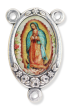 Our Lady of Guadalupe Rosary Center (Color Image) - 1" Oval Silver Oxidized, Made in Italy  * (Minimum quantity purchase is 2)
