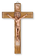 St Benedict Zebra Wood Wall Crucifix - 10" with Rose Gold Corpus, Made in Italy *   (Minimum quantity purchase is 1) 