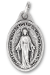 Miraculous Medal (English) – 1" Oval Silver Oxidized, Made in Italy *  (Minimum quantity purchase is 3)