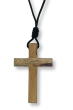 Altar Cross Wood Necklace on Black Cord - 34"  (Minimum quantity purchase is 1)