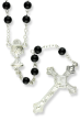   Black Wood 5mm Bead Rosary with Eucharist Center - 17"    (Minimum quantity purchase is 1)