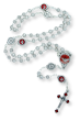 Holy Spirit Metal Rosary (4mm Rosebud Beads & Red Enamel Accents) with Keepsake Case – Made in Italy  (Minimum quantity purchase is 1)