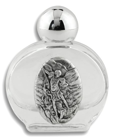 St Michael Glass Holy Water Bottle - 1.5 oz Travel Size, Made in Italy  *  (Minimum quantity purchase is 1)