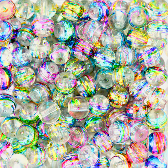 Accented Multi-color 8 mm Glass Crystal Beads - 60 per pack *    (Minimum quantity purchase is 3)
