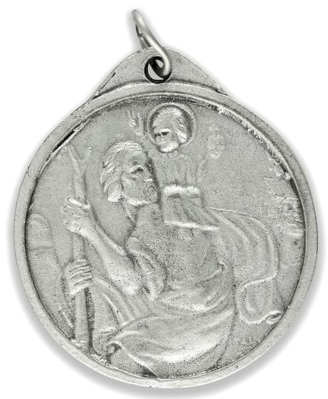 XL St Christopher / Basilicas of Rome Aluminum Medal - 1 1/2"   (Minimum quantity purchase is 1)