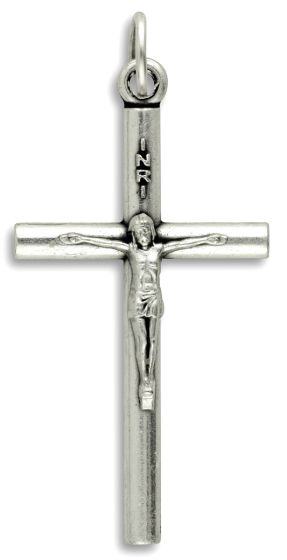 Simple Crucifix Pendant 1 1/4" Silver Oxidized – Made in Italy *  (Minimum quantity purchase is 2)