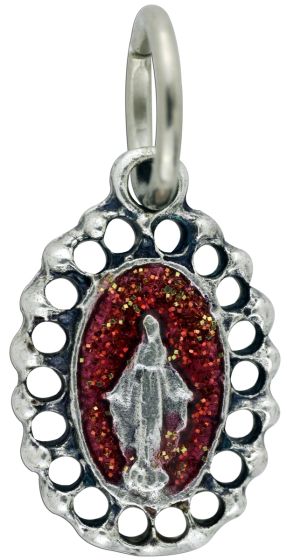  Miraculous Medal with Open Border in Red - 9/16" (Minimum quantity purchase is 1)