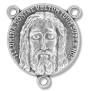Holy Face of Jesus, Shroud of Turin Rosary Center - 1" Silver Ox, Round * (Minimum quantity purchase is 3)
