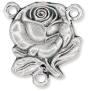 Our Lady of Fatima Rose Rosary Center - 5/8" Silver Oxidized, Made in Italy * (Minimum quantity purchase is 3)