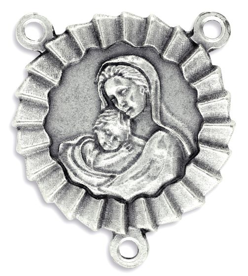 Mother and Child Round Center Piece  - Silver Ox, 1.25"  (Minimum quantity purchase is 1)