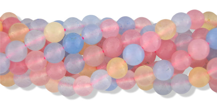 Dyed Jade Beads in Pale Blue, Pink and Yellow 8mm - Pkg 60    (Minimum quantity purchase is 1)