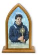 Carlo Acutis Tabletop Arched Wood Icon with Color Image - 5.25 x 3.75"  *  (Minimum quantity purchase is 1)
