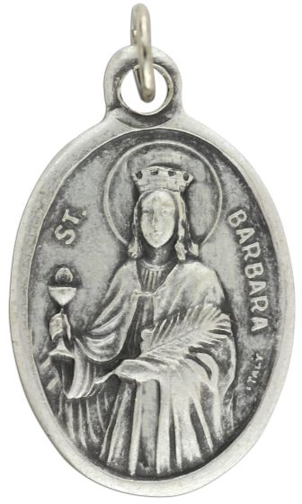   St Barbara Medal ( Builders)  - Italian Silver OX 1 inch (Minimum quantity purchase is 1)