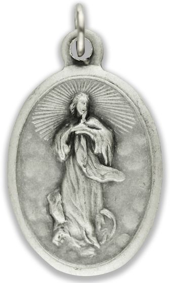  Our Lady of the Assumption / Pray For Us Medal - Italian Silver OX 1 inch   (Minimum quantity purchase is 2)