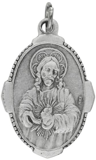 Sacred Heart of Jesus / Virgin of Mt Carmel Medal - Unique Oval Shape - 1 inch    (Minimum quantity purchase is 1)
