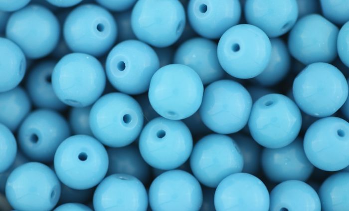 Glass Beads, Sky Blue - 8 mm Round - Pack of 60  *   (Minimum quantity purchase is 3)