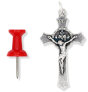 Miraculous Medal Flared Edge Crucifix - 1.5" Silver Oxidized, Made in Italy *  (Minimum quantity purchase is 2)