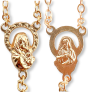 Pink 6x8mm Faceted Bead Rosary with Gold Plating and Shambala Beads - 18.5"    (Minimum quantity purchase is 1)