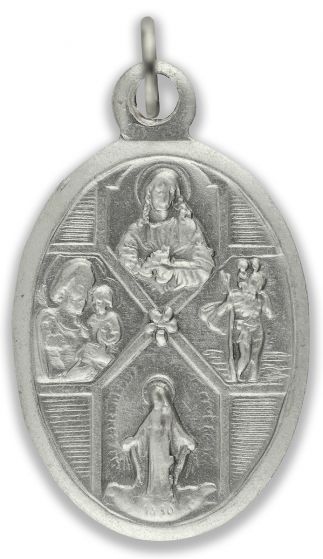  4 - Way Cross / Pray For Us Medal - Italian Silver OX 1 inch   (Minimum quantity purchase is 3)