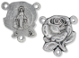 Our Lady of Grace Rose Rosary Center - 5/8" Silver Oxidized, Made in Italy  *  (Minimum quantity purchase is 3)