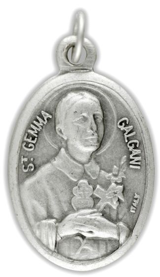 St Gemma Galgani (Back Pain) / Pray For Us Medal - Italian Silver OX 1 inch (Minimum quantity purchase is 2)