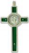 St. Benedict Straight Edge Crucifix,  - 3 1/8", .48 CM Thick - Green  