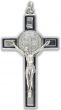 St. Benedict Straight Edge Black Border Crucifix - 3-1/8", Silver Ox  *  (Minimum quantity purchase is 1)