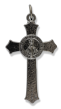 Miraculous Medal Flared Edge Crucifix, Gun Metal - 1.5 Inch   (Minimum quantity purchase is 1)