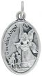 St Michael Medal (Guardian Angel) with Red Enamel - 1" Silver Oxidized, Made in Italy *  (Minimum quantity purchase is 2)