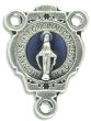 Miraculous Medal Blue Enamel Rosary Center - 3/4" Silver Oxidized, Made in Italy * (Minimum quantity purchase is 2)