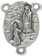 Our Lady of Lourdes Center with St Bernadette - 1" Oval Silver Oxidized, Made in Italy   (Minimum quantity purchase is 2)