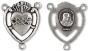Sacred Heart Rosary Center – 7/8" Silver Oxidized Heart Shape, Made in Italy * (Minimum quantity purchase is 2)