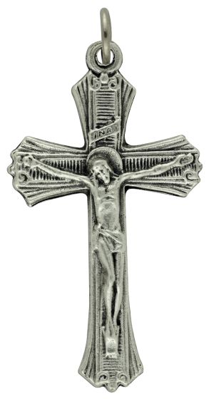 Fluted Crucifix – 1 1/2" Silver Oxidized, Made in Italy * (Minimum quantity purchase is 1)