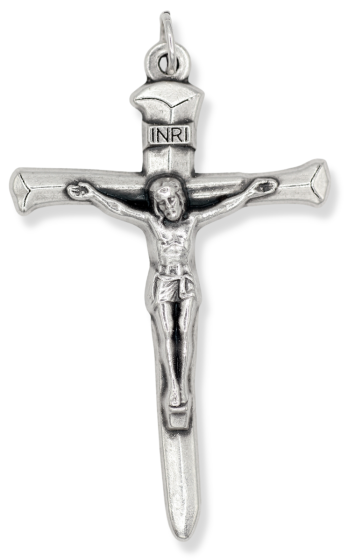 Nail Crucifix - 2" Silver Oxidized, Made in Italy  (Minimum quantity purchase is 1)