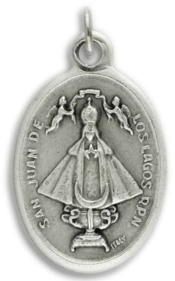  San Juan De Los Lagos / Pray For Us Medal - Italian Silver OX 1 inch (Minimum quantity purchase is 2)