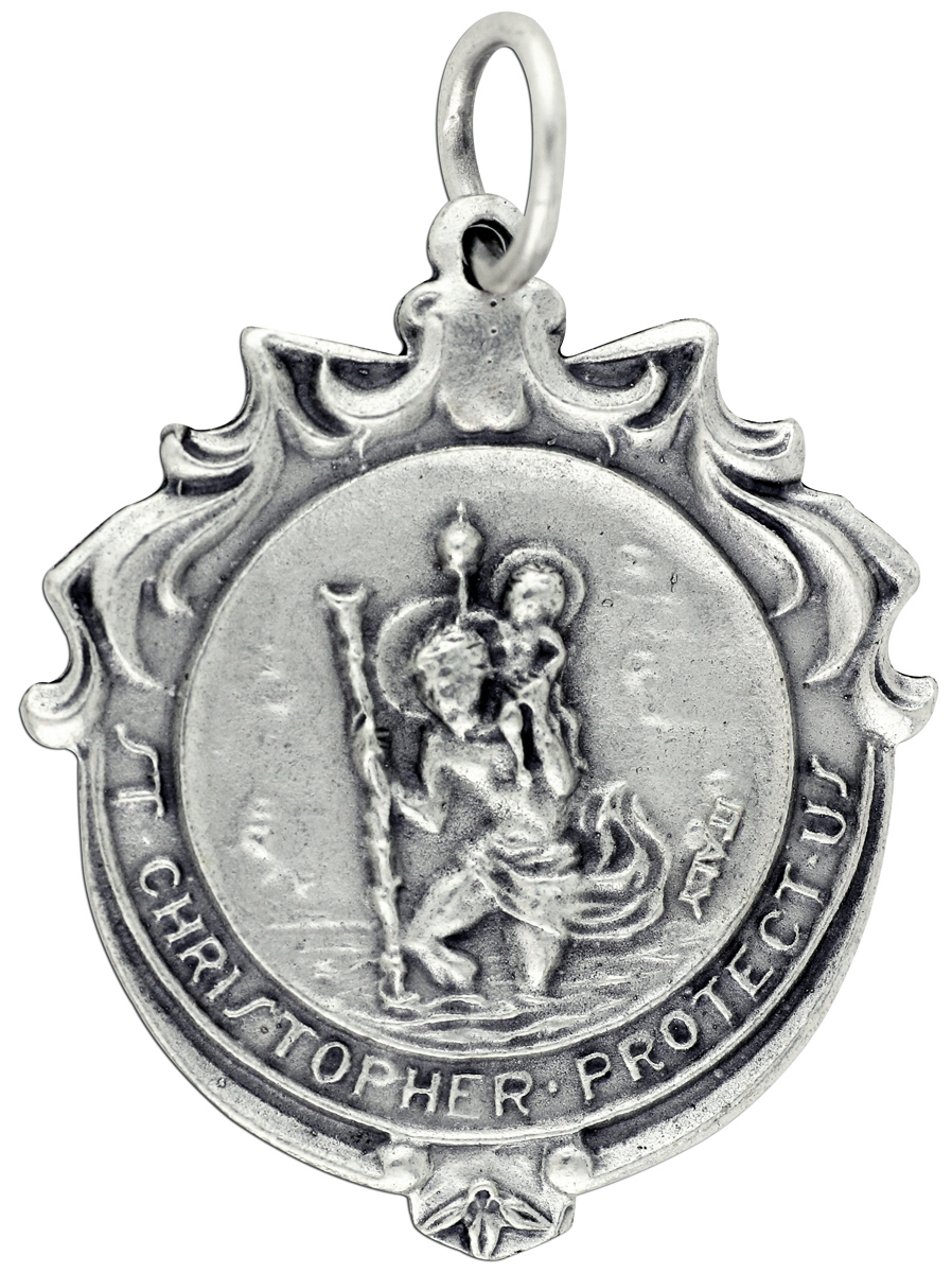 St. Christopher Medals Bulk Pack - Lot Of 10 Silver Plated Religious Charms 1 Inch Tall